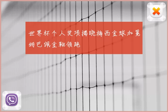 世界杯个人奖项揭晓梅西金球加冕姆巴佩金靴领跑